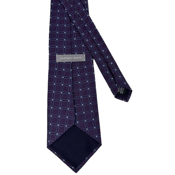 Geoffrey Beene Purple w/Blue  Squares 100% Imported Silk Men’s Tie Made In USA - Picture 4 of 7